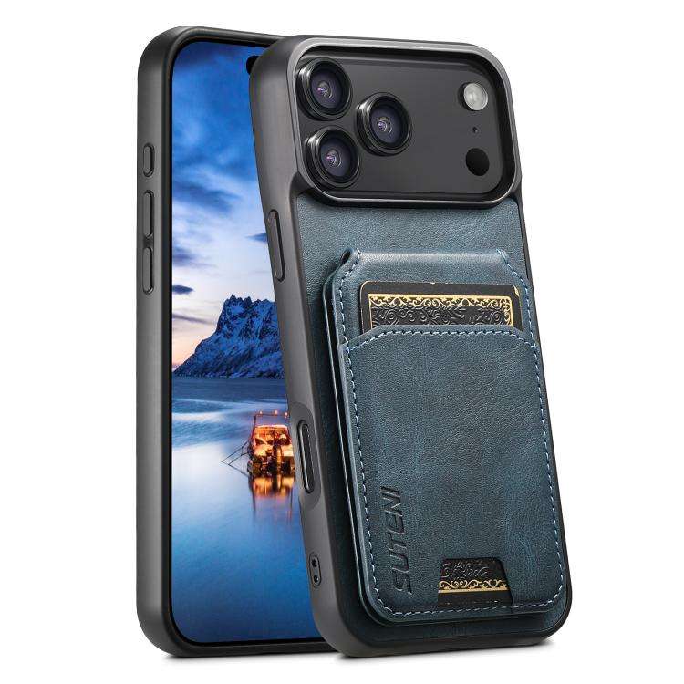 Suteni H02 Leather Wallet Stand Back Phone Case, For iPhone 18, For iPhone 18 Pro, For iPhone 18 ...