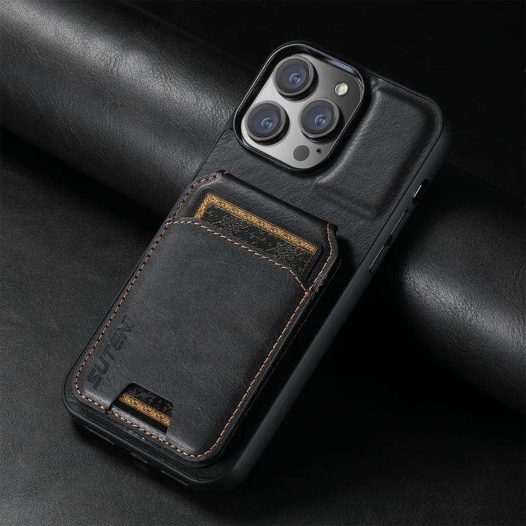 Suteni H02 Leather Wallet Stand Back Phone Case, For iPhone 18, For iPhone 18 Pro, For iPhone 18 ...