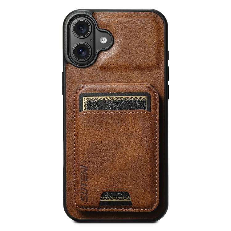 Suteni H02 Leather Wallet Stand Back Phone Case, For iPhone 18, For iPhone 18 Pro, For iPhone 18 ...