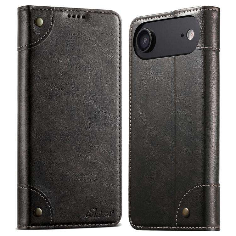 Suteni Baroque Calf Texture Buckle Wallet Leather Phone Case, For iPhone 17e / 16e, For iPhone 17...