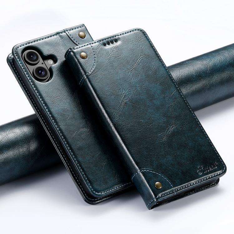 Suteni Baroque Calf Texture Buckle Wallet Leather Phone Case, For iPhone 17e / 16e, For iPhone 17...