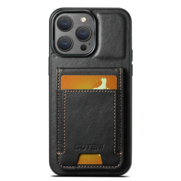 Suteni H03 Oil Wax Leather Wallet Stand Back Phone Case, For iPhone 18, For iPhone 18 Pro, For iP...