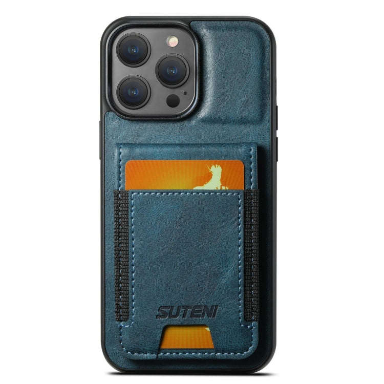 Suteni H03 Oil Wax Leather Wallet Stand Back Phone Case, For iPhone 18, For iPhone 18 Pro, For iP...
