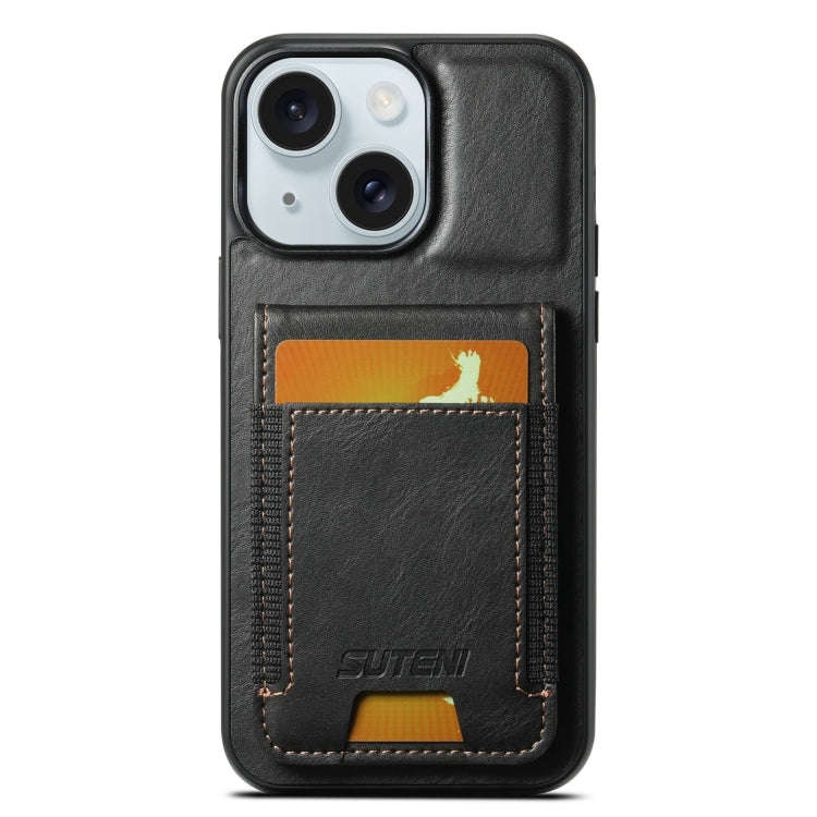 Suteni H03 Oil Wax Leather Wallet Stand Back Phone Case, For iPhone 18, For iPhone 18 Pro, For iP...
