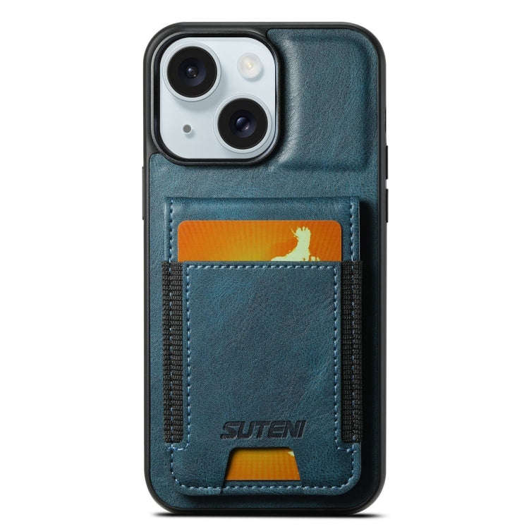 Suteni H03 Oil Wax Leather Wallet Stand Back Phone Case, For iPhone 18, For iPhone 18 Pro, For iP...