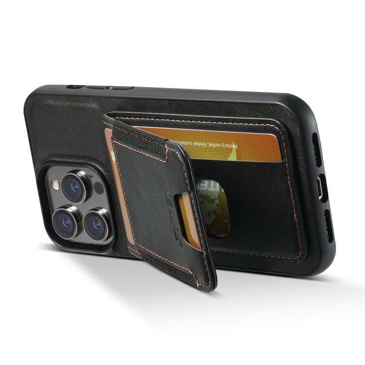 Suteni H03 Oil Wax Leather Wallet Stand Back Phone Case, For iPhone 14, For iPhone 14 Pro, For iP...