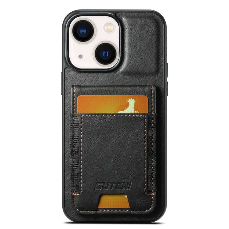 Suteni H03 Oil Wax Leather Wallet Stand Back Phone Case, For iPhone 14, For iPhone 14 Pro, For iP...