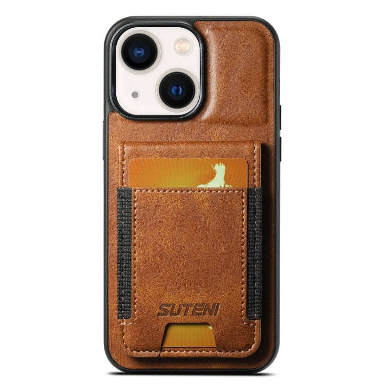 Suteni H03 Oil Wax Leather Wallet Stand Back Phone Case, For iPhone 14, For iPhone 14 Pro, For iP...