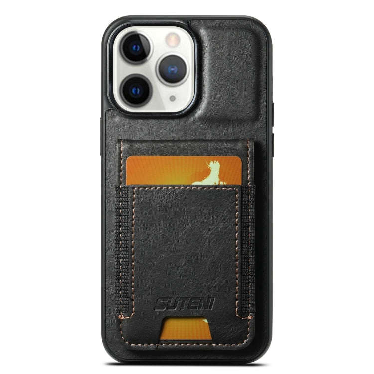 Suteni H03 Oil Wax Leather Wallet Stand Back Phone Case, For iPhone 14, For iPhone 14 Pro, For iP...