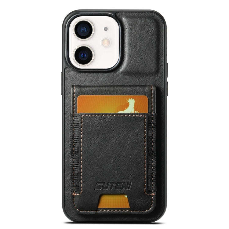Suteni H03 Oil Wax Leather Wallet Stand Back Phone Case, For iPhone 14, For iPhone 14 Pro, For iP...