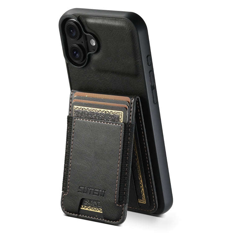 Suteni H03 Oil Wax Leather Wallet Stand Back Phone Case, For iPhone 18, For iPhone 18 Pro, For iP...