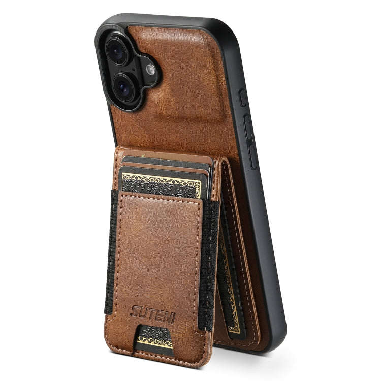 Suteni H03 Oil Wax Leather Wallet Stand Back Phone Case, For iPhone 18, For iPhone 18 Pro, For iP...