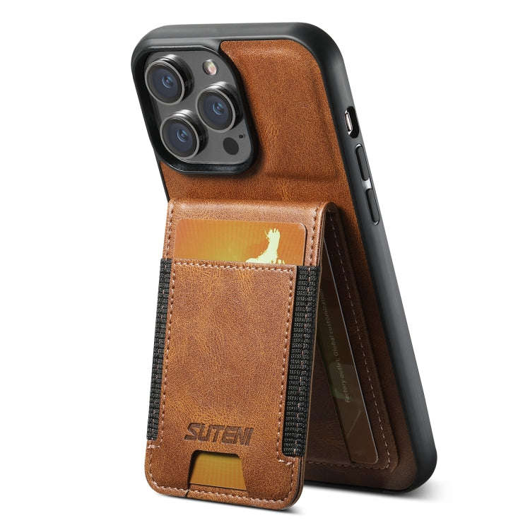 Suteni H03 Oil Wax Leather Wallet Stand Back Phone Case, For iPhone 18, For iPhone 18 Pro, For iP...