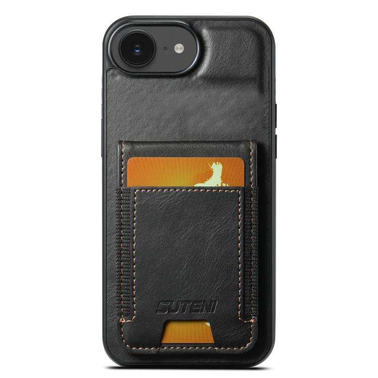 Suteni H03 Oil Wax Leather Wallet Stand Back Phone Case, For iPhone 14, For iPhone 14 Pro, For iP...