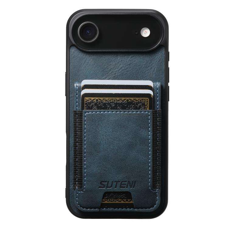 Suteni H03 Oil Wax Leather Wallet Stand Back Phone Case, For iPhone 18, For iPhone 18 Pro, For iP...