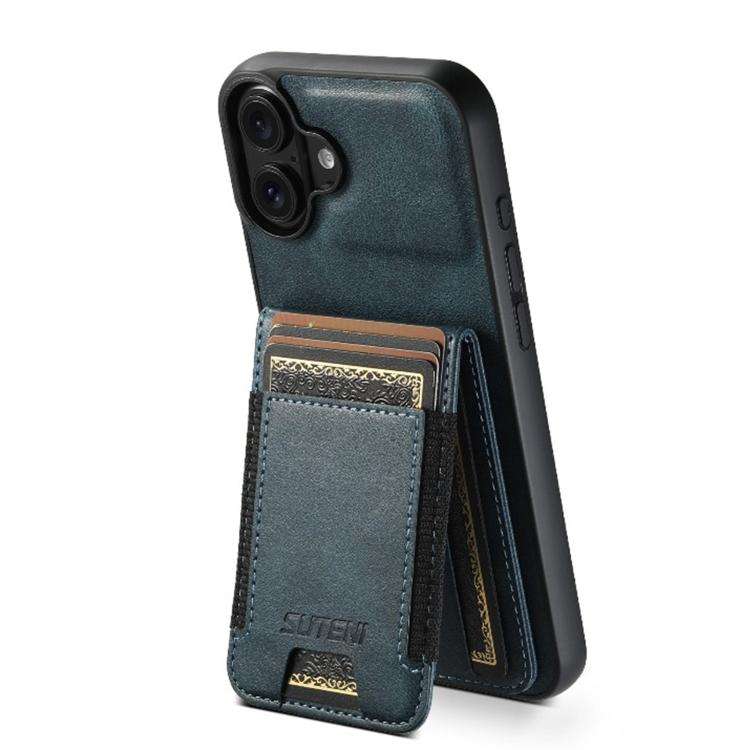 Suteni H03 Oil Wax Leather Wallet Stand Back Phone Case, For iPhone 18, For iPhone 18 Pro, For iP...