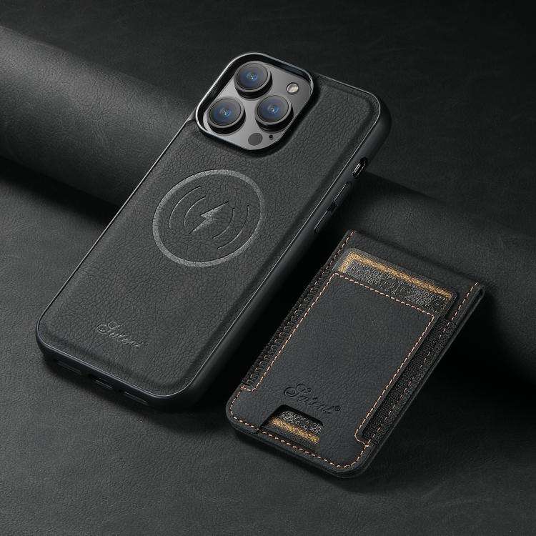 Suteni H17 Litchi Texture Leather MagSafe Detachable Wallet Phone Case, For iPhone 12 Pro, For iP...