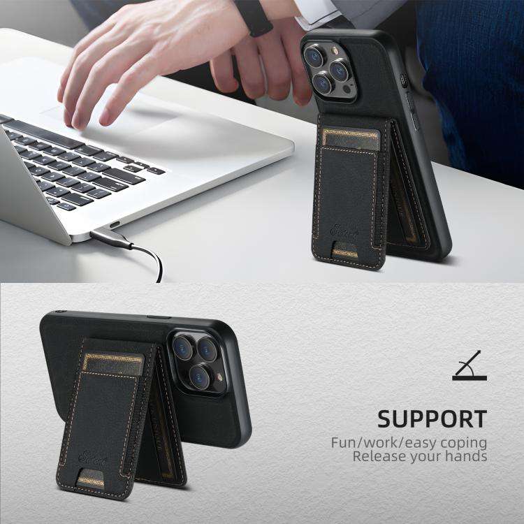 Suteni H17 Litchi Texture Leather MagSafe Detachable Wallet Phone Case, For iPhone 12 Pro, For iP...