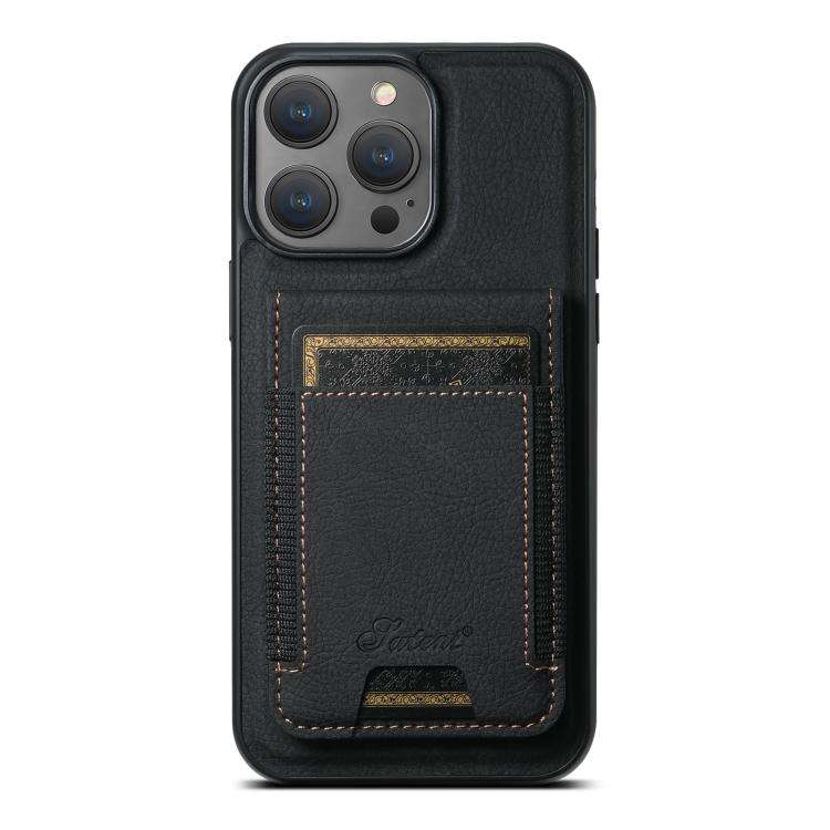Suteni H17 Litchi Texture Leather MagSafe Detachable Wallet Phone Case, For iPhone 12 Pro, For iP...