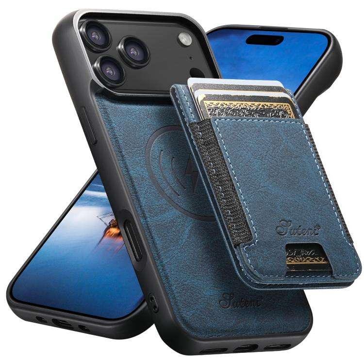 Suteni H17 Litchi Texture Leather MagSafe Detachable Wallet Phone Case, For iPhone 18, For iPhone...