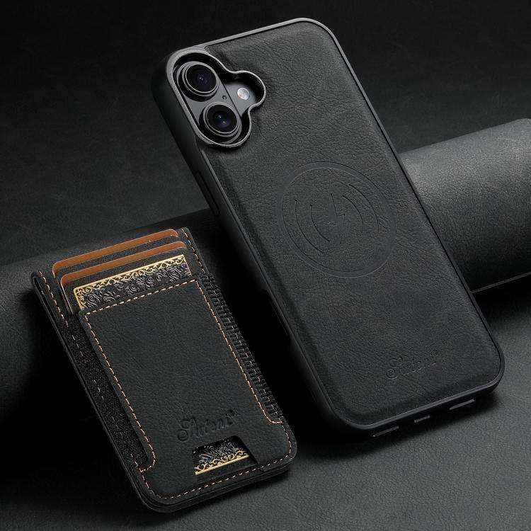 Suteni H17 Litchi Texture Leather MagSafe Detachable Wallet Phone Case, For iPhone 18, For iPhone...