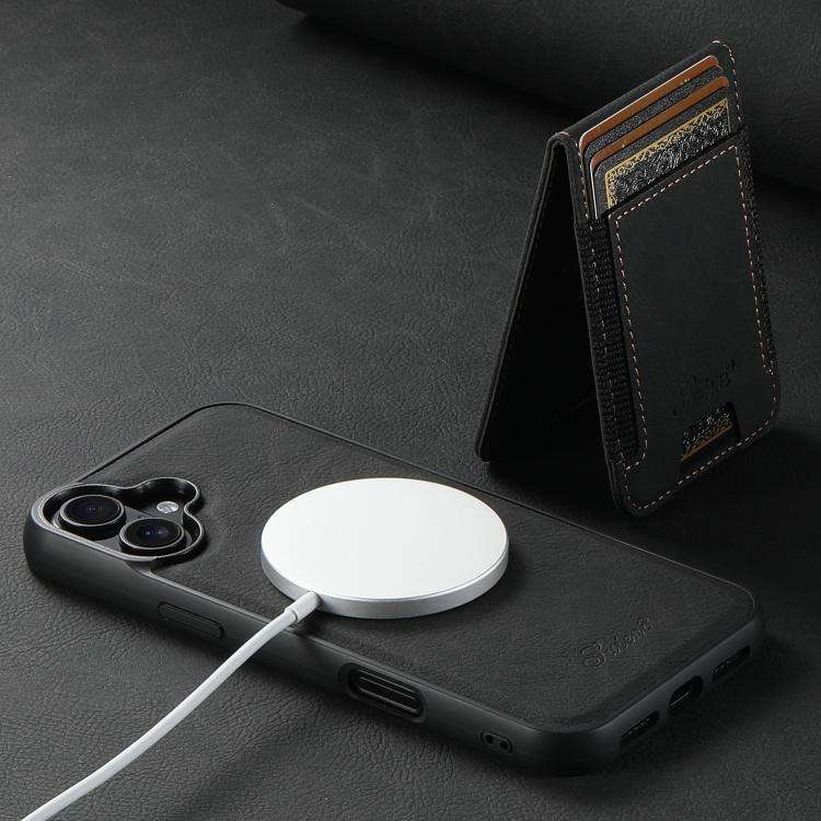 Suteni H17 Litchi Texture Leather MagSafe Detachable Wallet Phone Case, For iPhone 18, For iPhone...