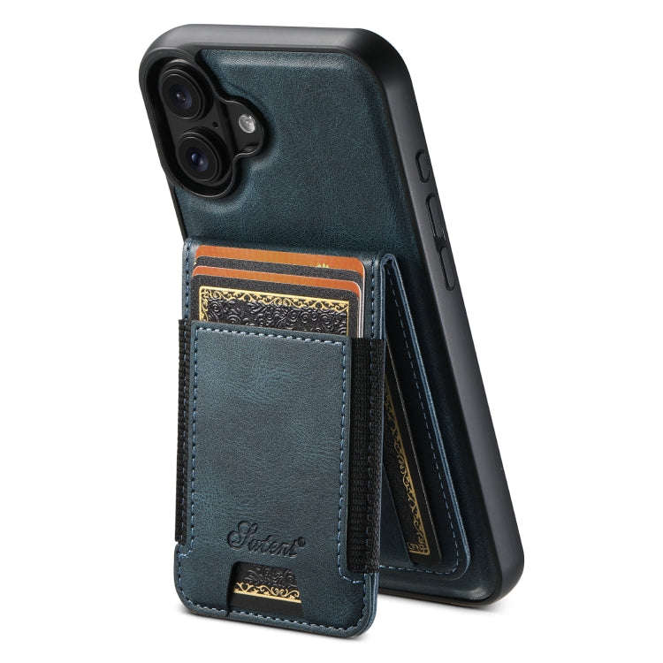 Suteni H17 Oil Eax Leather MagSafe Detachable Wallet Phone Case, For iPhone 16 Plus, For iPhone 1...