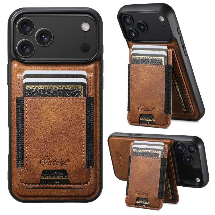 Suteni H17 Oil Eax Leather MagSafe Detachable Wallet Phone Case, For iPhone 18, For iPhone 18 Pro...
