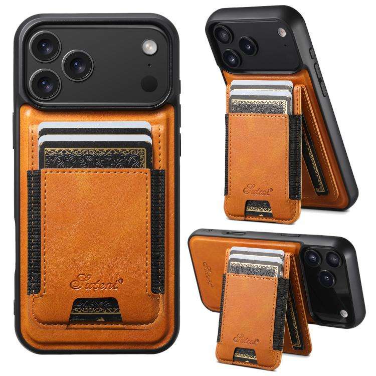 Suteni H17 Oil Eax Leather MagSafe Detachable Wallet Phone Case, For iPhone 18, For iPhone 18 Pro...