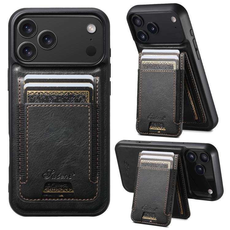 Suteni H17 Oil Eax Leather MagSafe Detachable Wallet Phone Case, For iPhone 18, For iPhone 18 Pro...