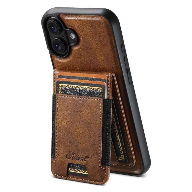 Suteni H17 Oil Eax Leather MagSafe Detachable Wallet Phone Case, For iPhone 18, For iPhone 18 Pro...