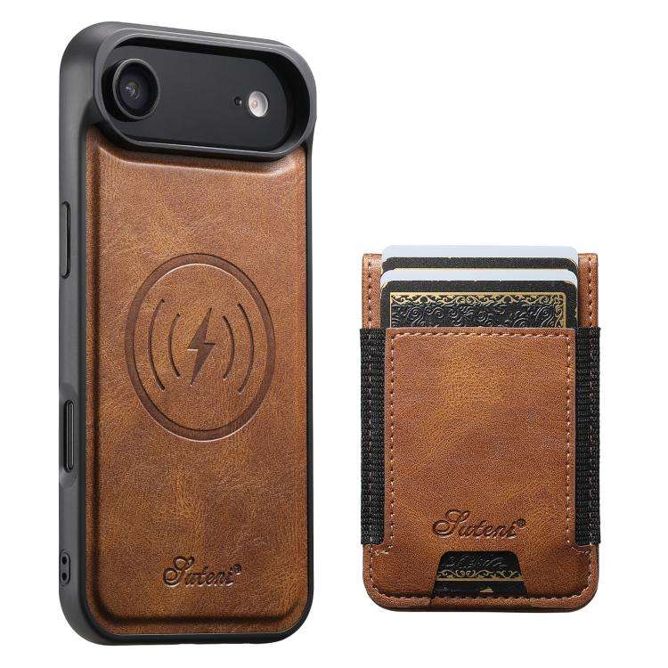 Suteni H17 Oil Eax Leather MagSafe Detachable Wallet Phone Case, For iPhone 18, For iPhone 18 Pro...