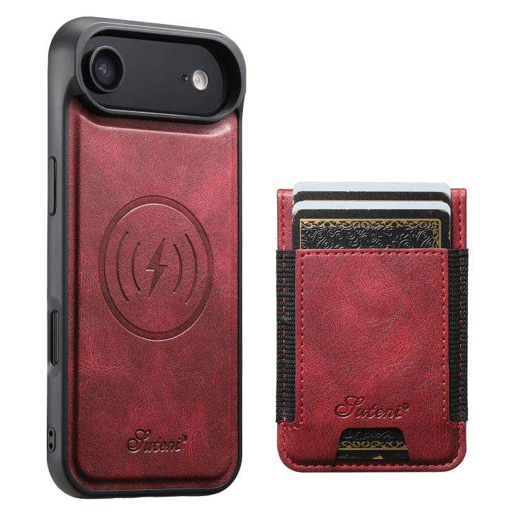 Suteni H17 Oil Eax Leather MagSafe Detachable Wallet Phone Case, For iPhone 18, For iPhone 18 Pro...