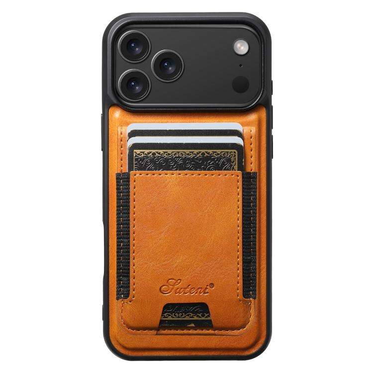 Suteni H17 Oil Eax Leather MagSafe Detachable Wallet Phone Case, For iPhone 18, For iPhone 18 Pro...