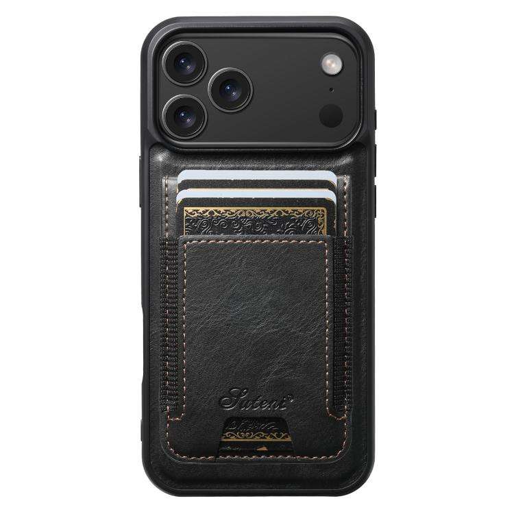 Suteni H17 Oil Eax Leather MagSafe Detachable Wallet Phone Case, For iPhone 18, For iPhone 18 Pro...