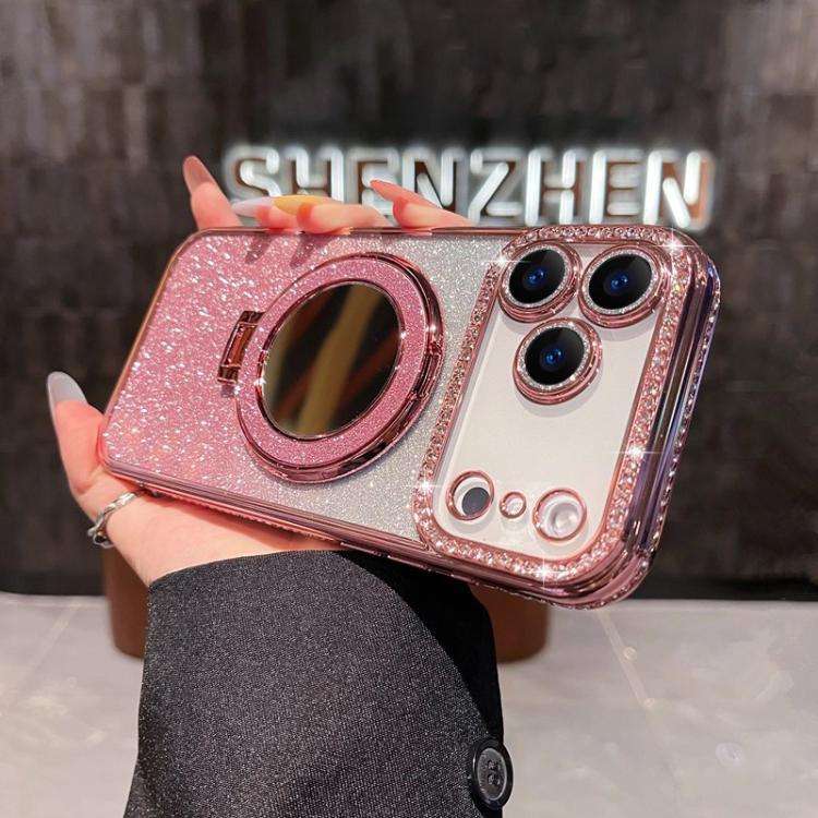 Rhinestone Mirror Glitter MagSafe TPU Phone Case, For iPhone 17e / 16e, For iPhone 17 Pro Max, Fo...