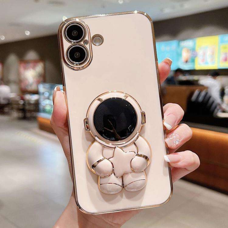 Embrace Stars Electroplating Astronaut Holder Phone Case, For iPhone 17e / 16e, For iPhone 17 Pro...