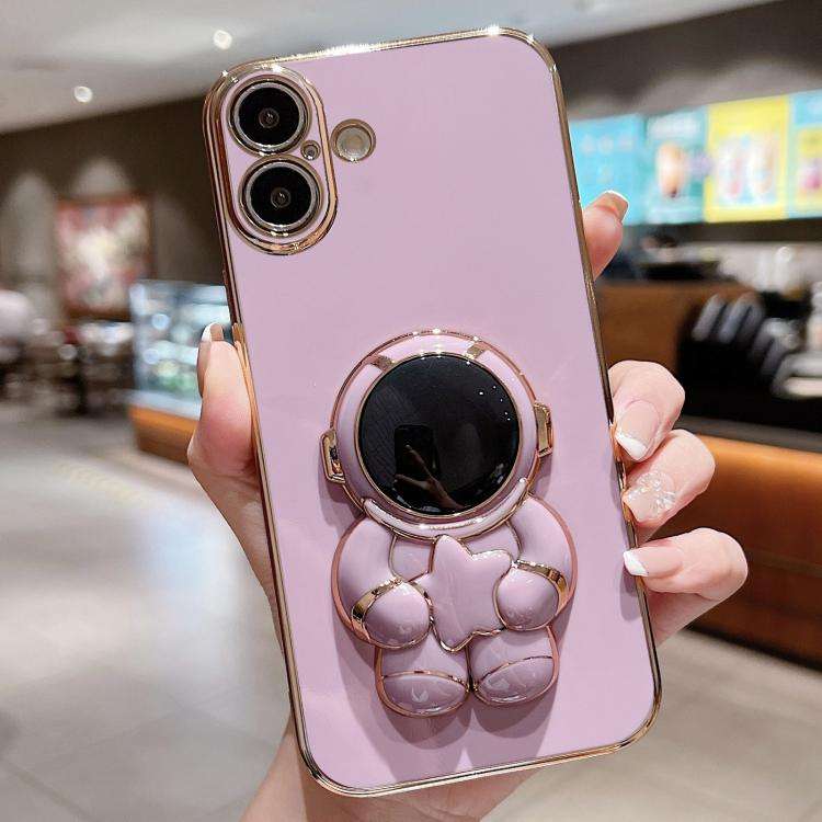 Embrace Stars Electroplating Astronaut Holder Phone Case, For iPhone 17e / 16e, For iPhone 17 Pro...