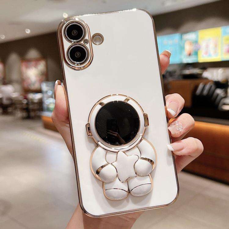 Embrace Stars Electroplating Astronaut Holder Phone Case, For iPhone 17e / 16e, For iPhone 17 Pro...