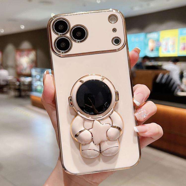 Embrace Stars Electroplating Astronaut Holder Phone Case, For iPhone 17e / 16e, For iPhone 17 Pro...