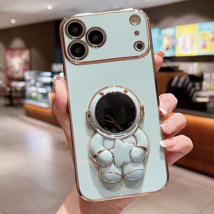 Embrace Stars Electroplating Astronaut Holder Phone Case, For iPhone 17e / 16e, For iPhone 17 Pro...