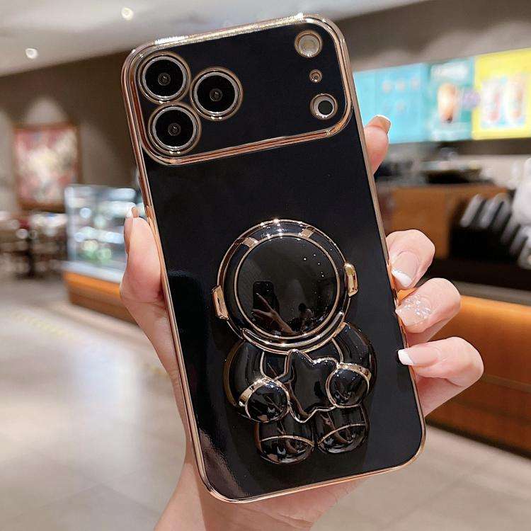 Embrace Stars Electroplating Astronaut Holder Phone Case, For iPhone 17e / 16e, For iPhone 17 Pro...