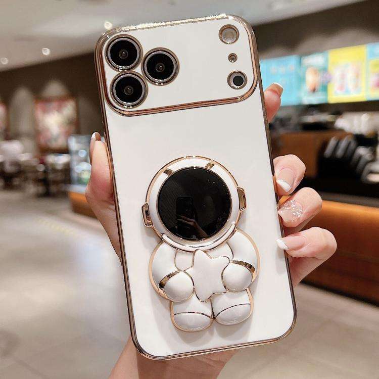 Embrace Stars Electroplating Astronaut Holder Phone Case, For iPhone 17e / 16e, For iPhone 17 Pro...