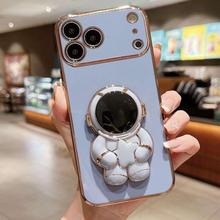 Embrace Stars Electroplating Astronaut Holder Phone Case, For iPhone 17e / 16e, For iPhone 17 Pro...