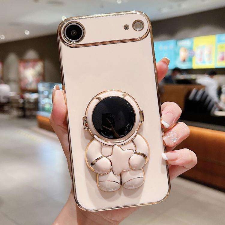 Embrace Stars Electroplating Astronaut Holder Phone Case, For iPhone 17e / 16e, For iPhone 17 Pro...