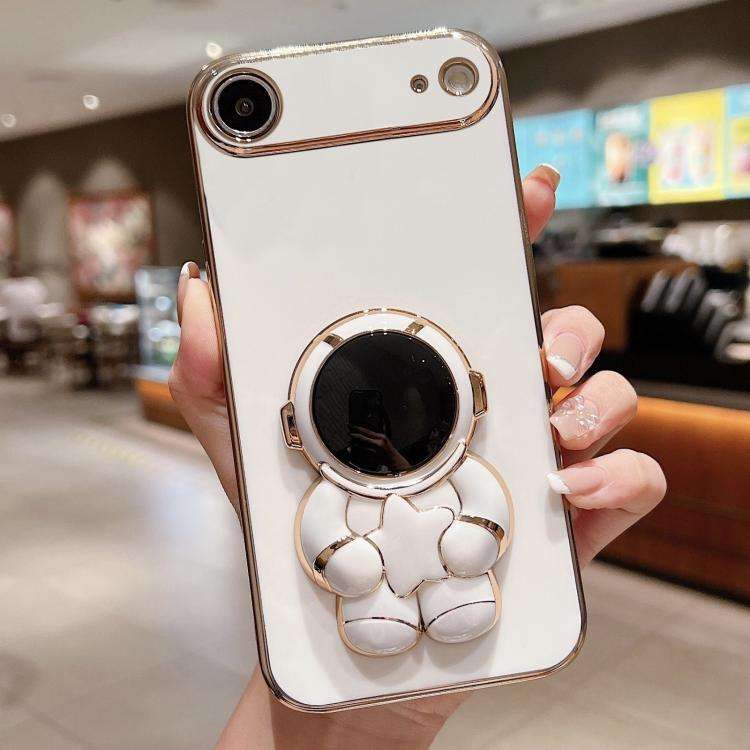 Embrace Stars Electroplating Astronaut Holder Phone Case, For iPhone 17e / 16e, For iPhone 17 Pro...