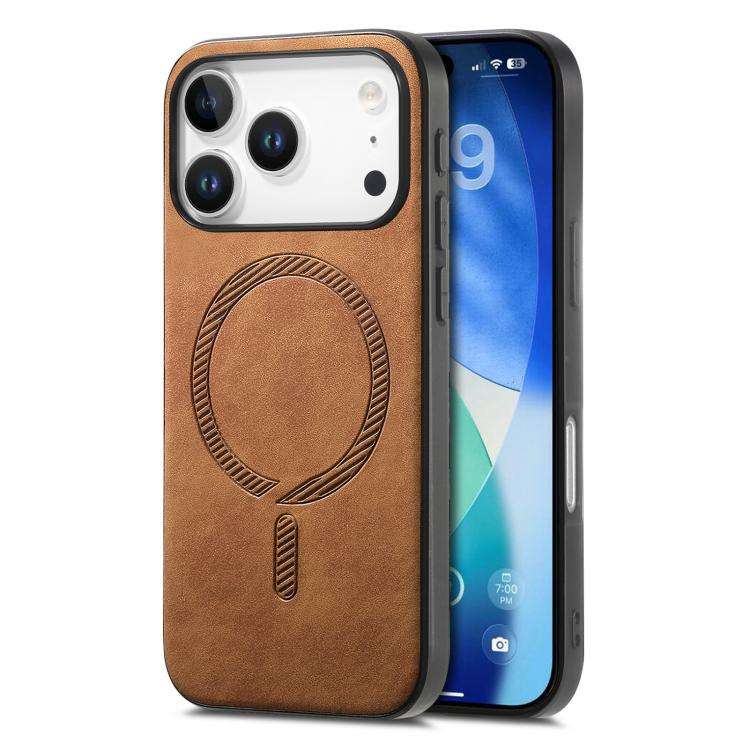 Solid Color Retro Magsafe PU Back Cover Phone Case, For iPhone 17e / 16e, For iPhone 17 Pro Max, ...