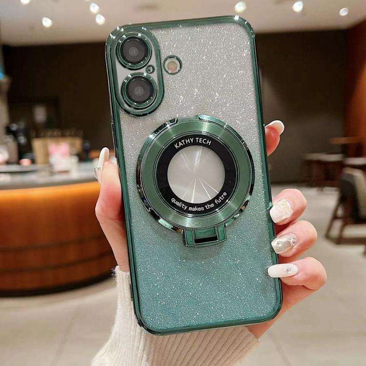 Electroplated Holder Gradient Glitter MagSafe Phone Case, For iPhone 17e / 16e, For iPhone 17 Pro...