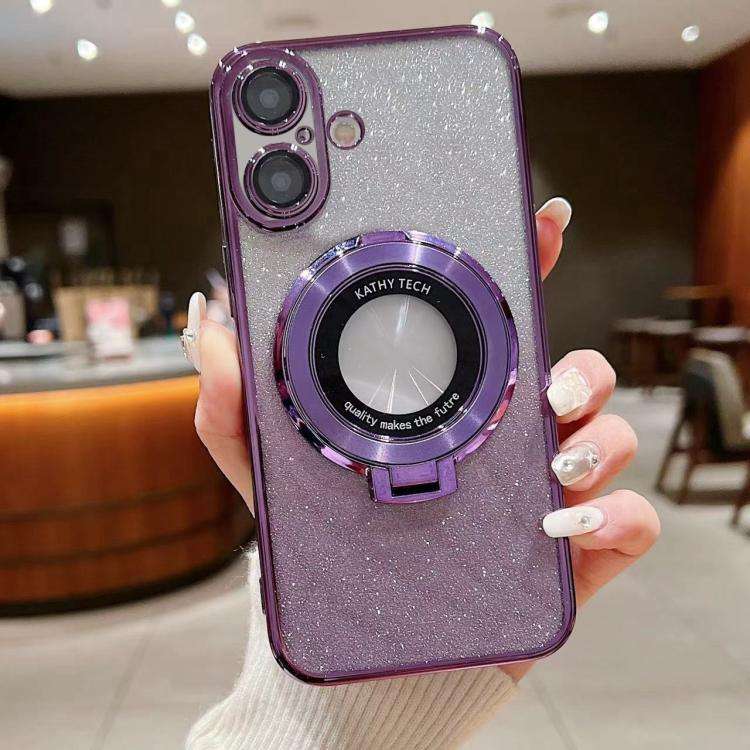 Electroplated Holder Gradient Glitter MagSafe Phone Case, For iPhone 17e / 16e, For iPhone 17 Pro...