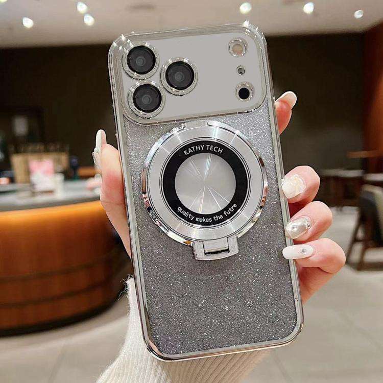 Electroplated Holder Gradient Glitter MagSafe Phone Case, For iPhone 17e / 16e, For iPhone 17 Pro...